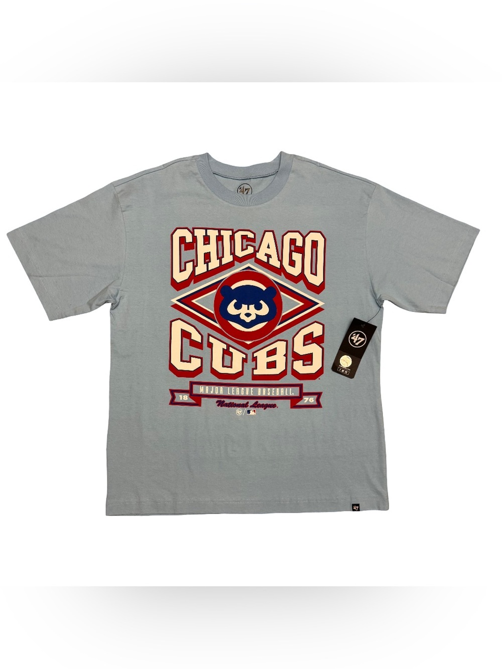 47 Brand Chicago Cubs Major League Baseball Retro Graphic T-Shirt Sky Blue XL